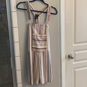 Linen striped overalls // NWOT